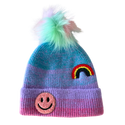 Rainbow Pom Kids Winter Hat