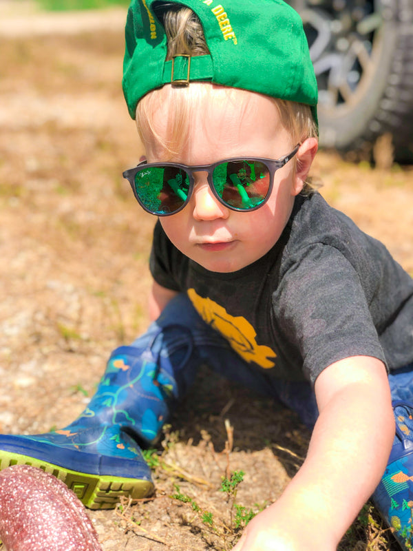 The Classic Kids Sunny- Black with Mirror Green Lens